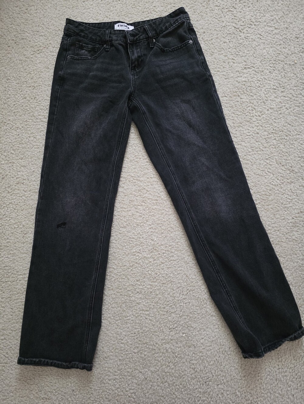 RSQ Women's Washed Black Low Rise Loose Straight Jeans